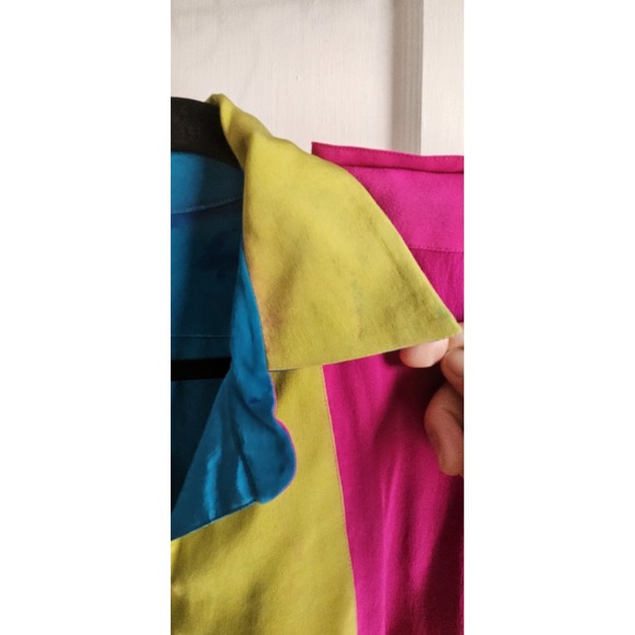 VTG Linda Allard for ELLEN TRACY Hongkong made woman Sz 4 Silk neon jacket - Picture 14 of 16